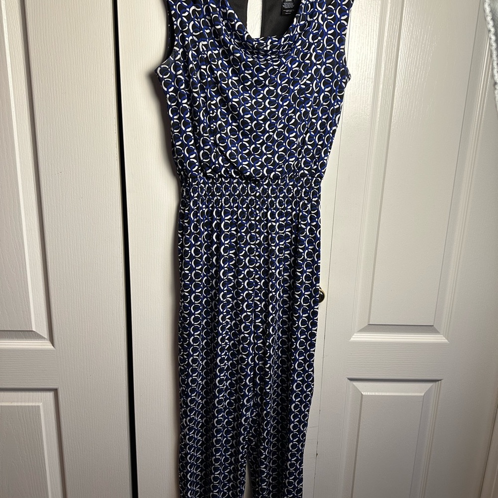 Enfocus Studio Blue and White Jumpsuit